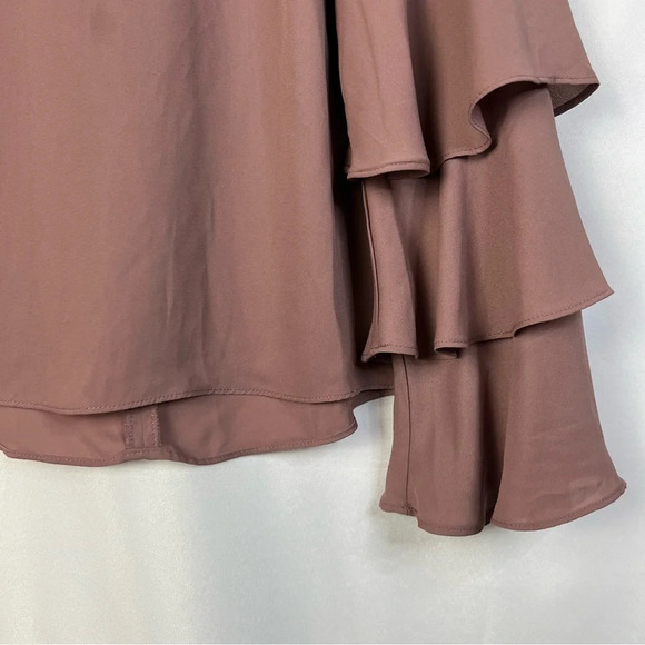 Boutique Basic Model Mauve Pink Tiered Long Sleeve Blouse L - Picture 4 of 6